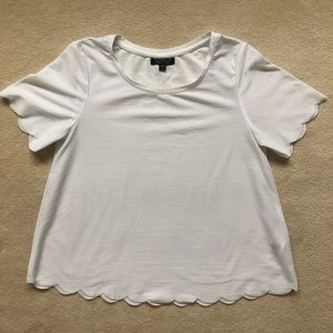 Top shop white scallop raw hem tee